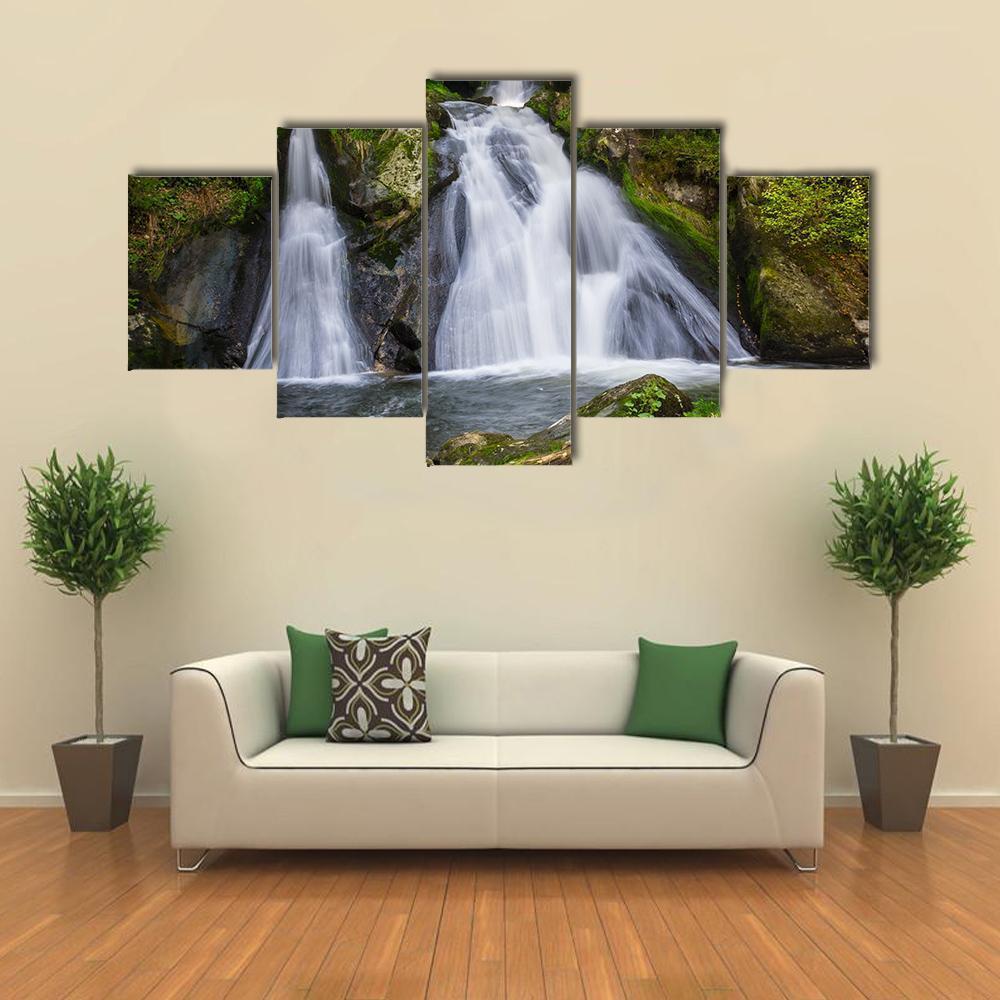 Two Terraces Of Triberg Waterfalls Canvas Wall Art-5 Star-Gallery Wrap-62" x 32"-Tiaracle