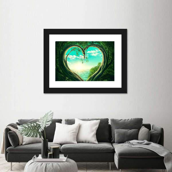 Two Trees Forming A Heart Canvas Wall Art-1 Piece-Framed Print-20" x 16"-Tiaracle