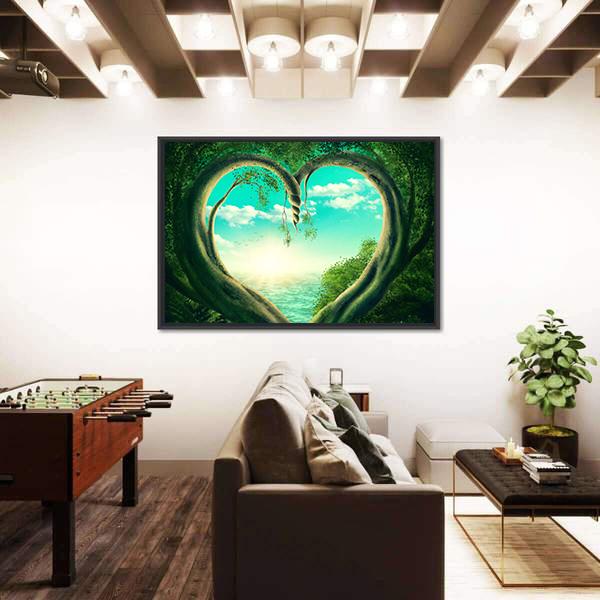 Two Trees Forming A Heart Canvas Wall Art-3 Horizontal-Gallery Wrap-25" x 16"-Tiaracle