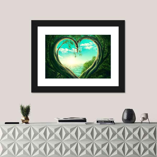 Two Trees Forming A Heart Canvas Wall Art-5 Horizontal-Gallery Wrap-22" x 12"-Tiaracle