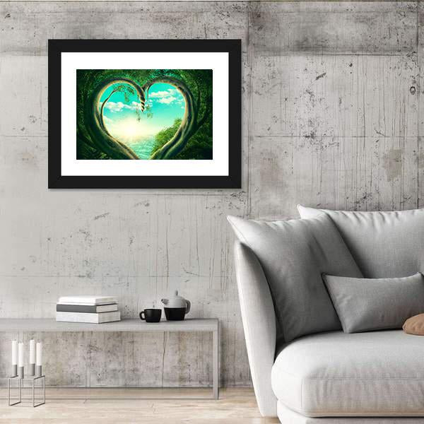 Two Trees Forming A Heart Canvas Wall Art-5 Horizontal-Gallery Wrap-22" x 12"-Tiaracle