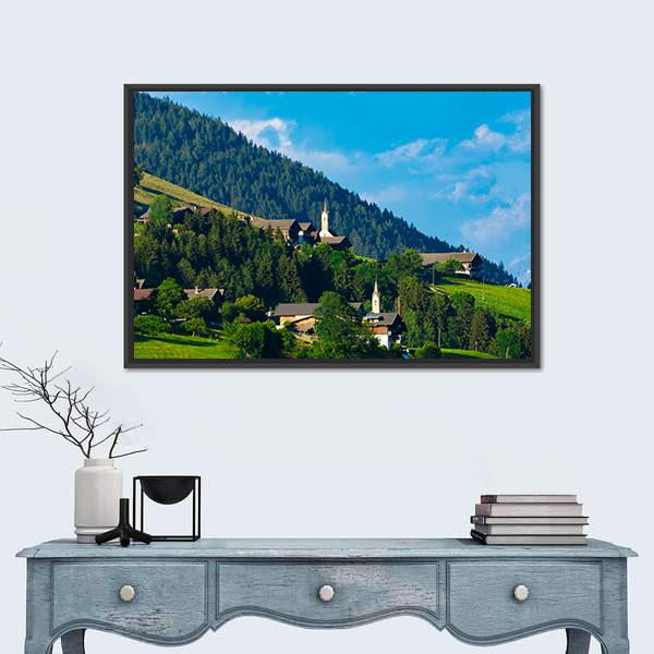 Typical Alpine Villages In Tyrol Alps Canvas Wall Art-3 Horizontal-Gallery Wrap-25" x 16"-Tiaracle