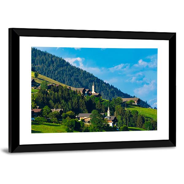 Typical Alpine Villages In Tyrol Alps Canvas Wall Art-3 Horizontal-Gallery Wrap-25" x 16"-Tiaracle