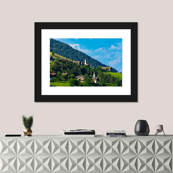 Typical Alpine Villages In Tyrol Alps Canvas Wall Art-3 Horizontal-Gallery Wrap-25" x 16"-Tiaracle