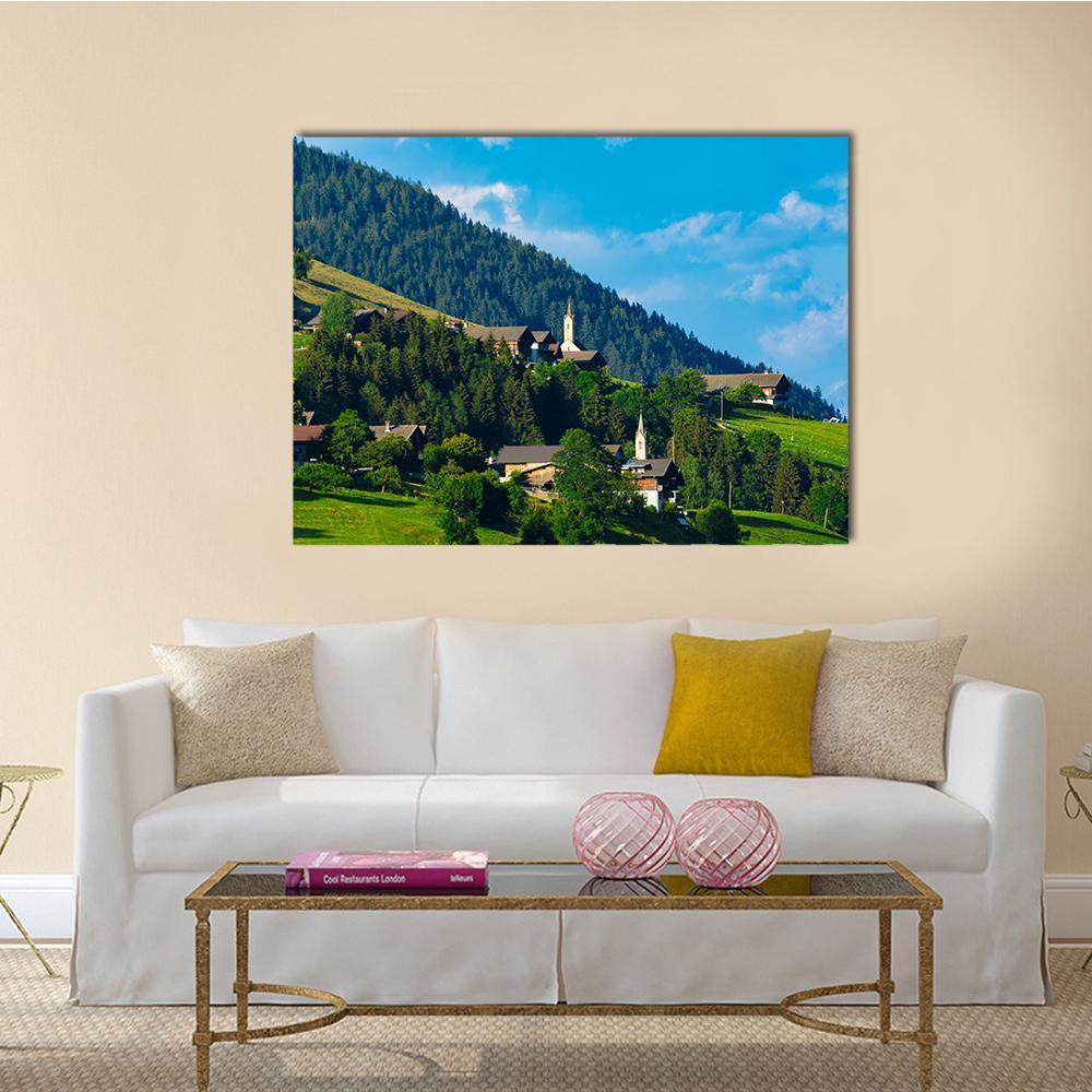 Typical Alpine Villages In Tyrol Alps Canvas Wall Art-1 Piece-Gallery Wrap-48" x 32"-Tiaracle