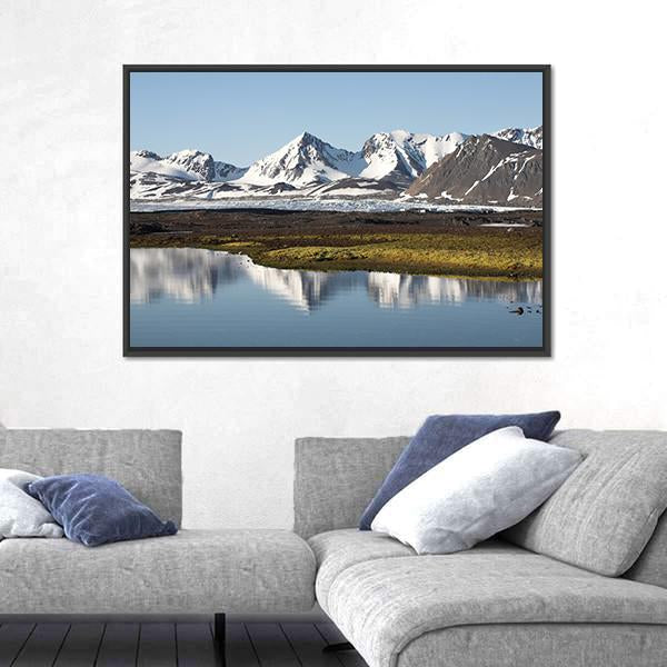 Typical Arctic Summer Landscape Canvas Wall Art-1 Piece-Floating Frame-24" x 16"-Tiaracle