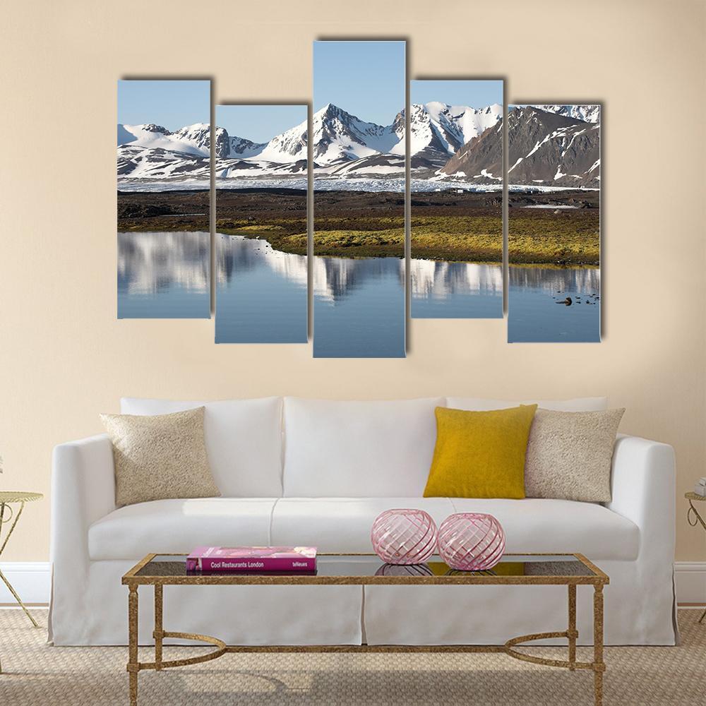 Typical Arctic Summer Landscape Canvas Wall Art-5 Pop-Gallery Wrap-47" x 32"-Tiaracle