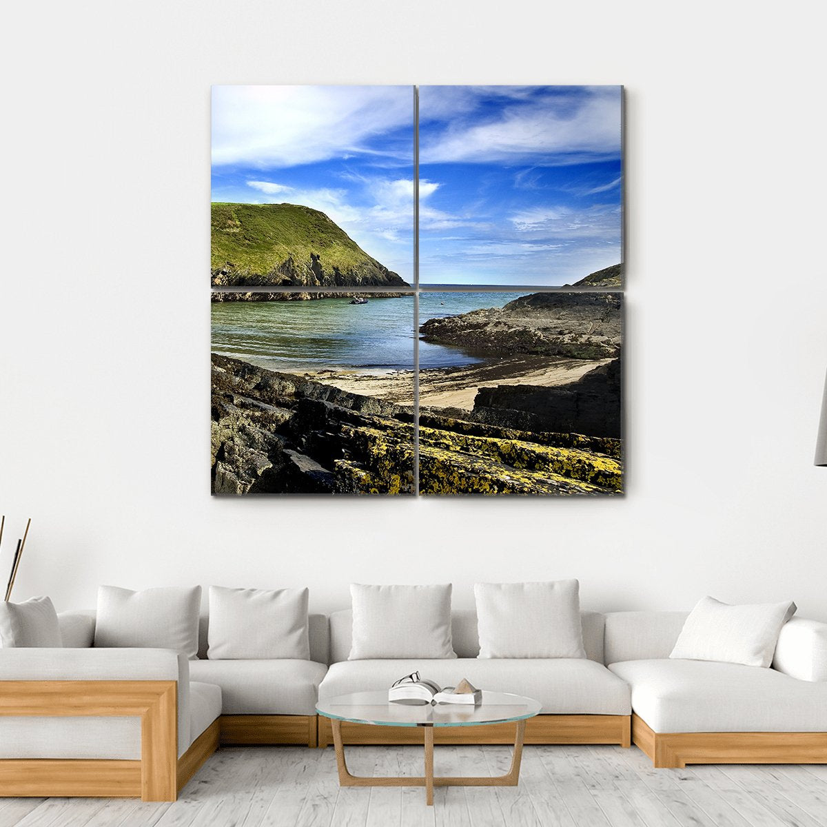Typical Cliff Landscape At Cork In Ireland Canvas Wall Art-4 Square-Gallery Wrap-17" x 17"-Tiaracle