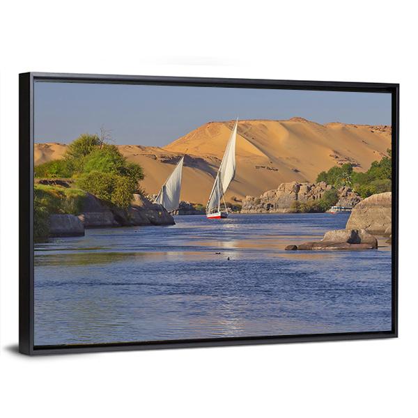 Typical Sailing On The Nile River Canvas Wall Art-3 Horizontal-Gallery Wrap-25" x 16"-Tiaracle