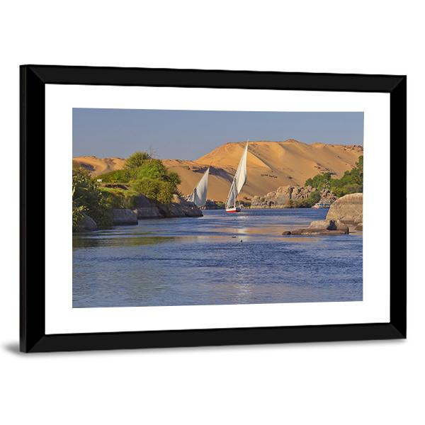 Typical Sailing On The Nile River Canvas Wall Art-3 Horizontal-Gallery Wrap-25" x 16"-Tiaracle