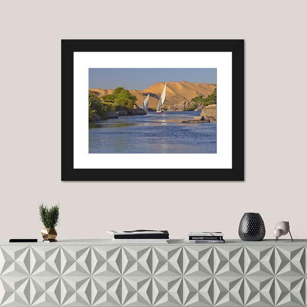 Typical Sailing On The Nile River Canvas Wall Art-3 Horizontal-Gallery Wrap-25" x 16"-Tiaracle