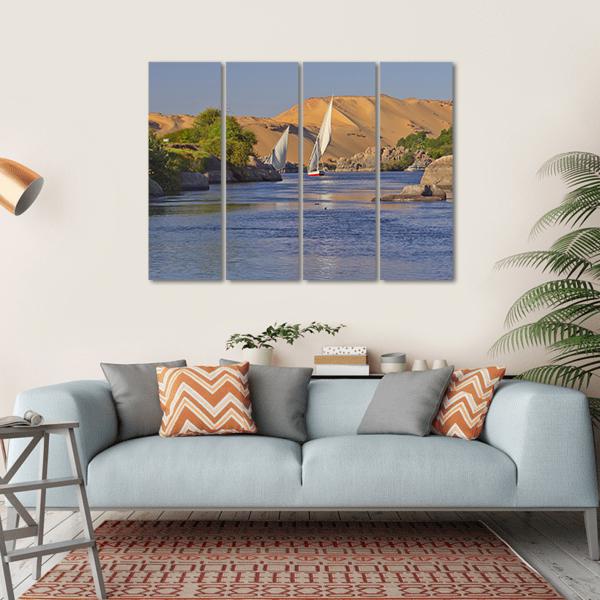 Typical Sailing On The Nile River Canvas Wall Art-4 Horizontal-Gallery Wrap-34" x 24"-Tiaracle