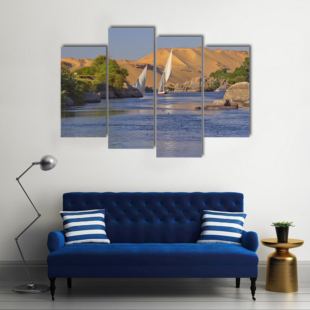 Typical Sailing On The Nile River Canvas Wall Art-4 Pop-Gallery Wrap-50" x 32"-Tiaracle