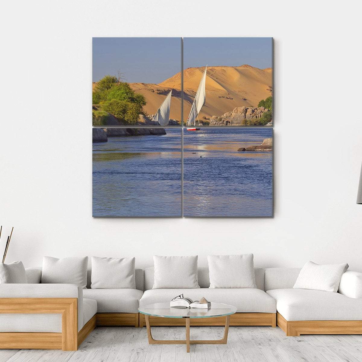 Typical Sailing On The Nile River Canvas Wall Art-4 Square-Gallery Wrap-17" x 17"-Tiaracle