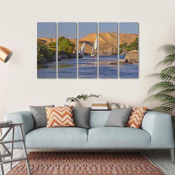 Typical Sailing On The Nile River Canvas Wall Art-5 Horizontal-Gallery Wrap-22" x 12"-Tiaracle