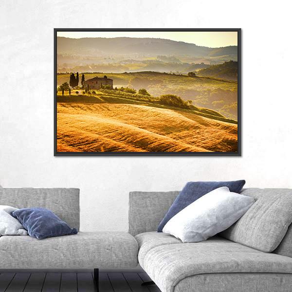 Typical Tuscany Landscape Canvas Wall Art-1 Piece-Floating Frame-24" x 16"-Tiaracle
