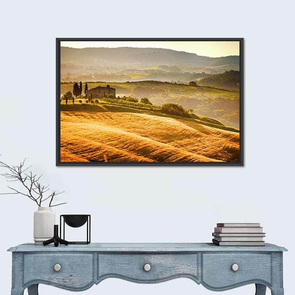 Typical Tuscany Landscape Canvas Wall Art-3 Horizontal-Gallery Wrap-25" x 16"-Tiaracle