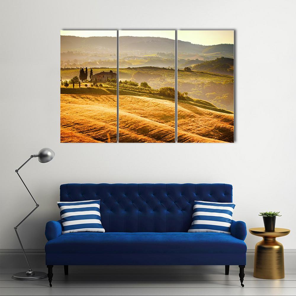 Typical Tuscany Landscape Canvas Wall Art-3 Horizontal-Gallery Wrap-37" x 24"-Tiaracle