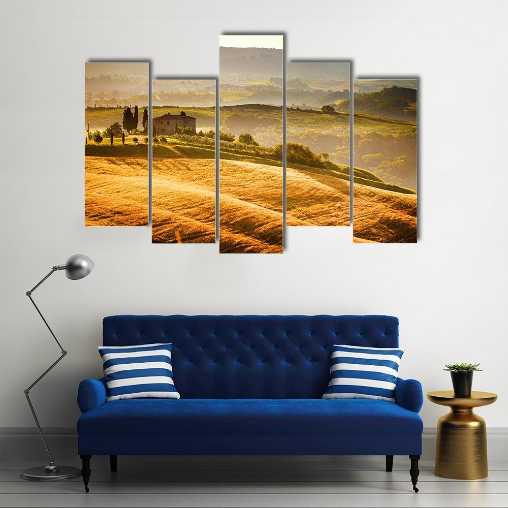 Typical Tuscany Landscape Canvas Wall Art-5 Pop-Gallery Wrap-47" x 32"-Tiaracle