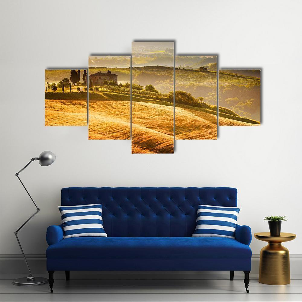 Typical Tuscany Landscape Canvas Wall Art-5 Star-Gallery Wrap-62" x 32"-Tiaracle