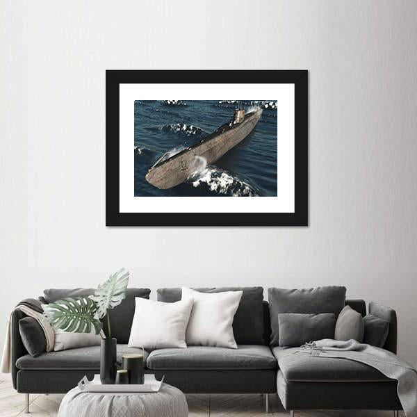 U99-German Submarine From Worldwar II Canvas Wall Art-1 Piece-Framed Print-20" x 16"-Tiaracle