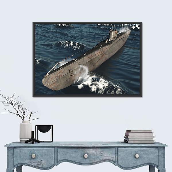 U99-German Submarine From Worldwar II Canvas Wall Art-3 Horizontal-Gallery Wrap-25" x 16"-Tiaracle