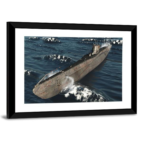 U99-German Submarine From Worldwar II Canvas Wall Art-5 Horizontal-Gallery Wrap-22" x 12"-Tiaracle