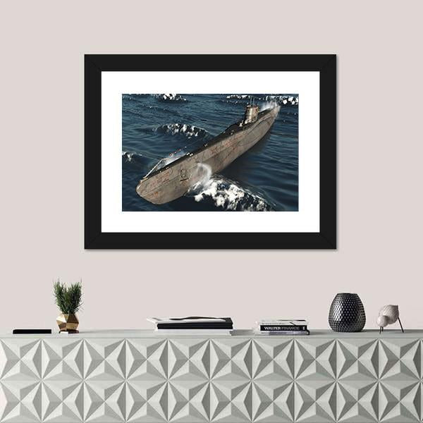U99-German Submarine From Worldwar II Canvas Wall Art-5 Horizontal-Gallery Wrap-22" x 12"-Tiaracle