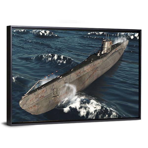 U99-German Submarine From Worldwar II Canvas Wall Art-5 Horizontal-Gallery Wrap-22" x 12"-Tiaracle