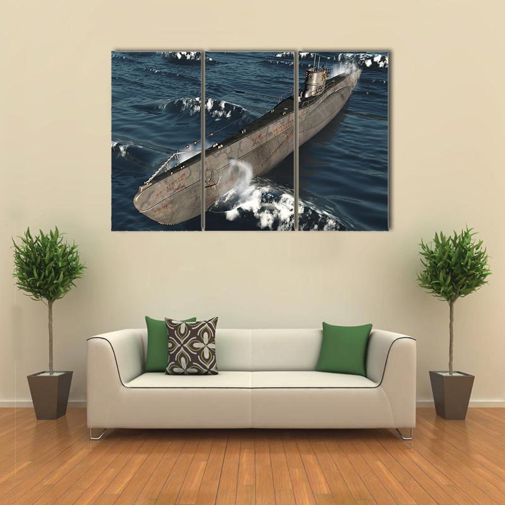 U99-German Submarine From Worldwar II Canvas Wall Art-3 Horizontal-Gallery Wrap-37" x 24"-Tiaracle
