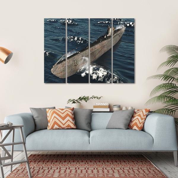 U99-German Submarine From Worldwar II Canvas Wall Art-4 Horizontal-Gallery Wrap-34" x 24"-Tiaracle