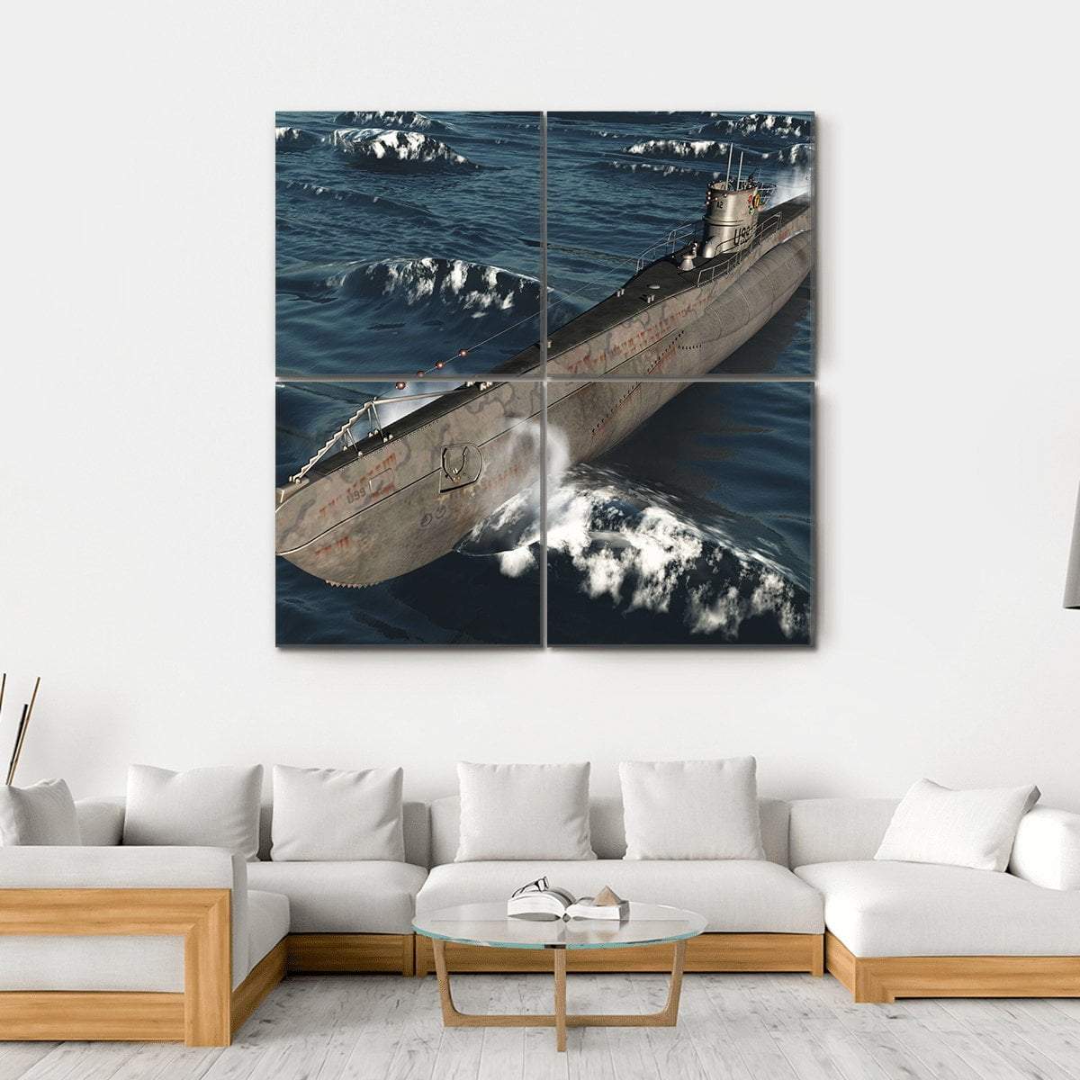 U99-German Submarine From Worldwar II Canvas Wall Art-4 Square-Gallery Wrap-17" x 17"-Tiaracle