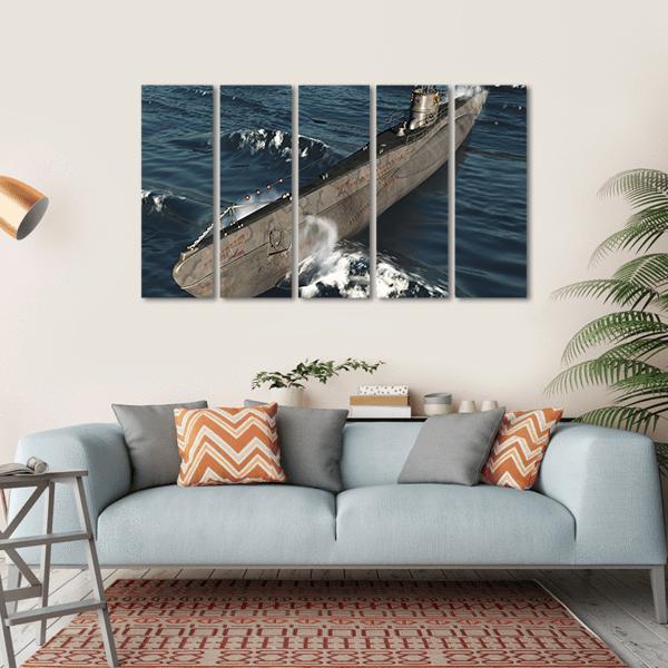 U99-German Submarine From Worldwar II Canvas Wall Art-5 Horizontal-Gallery Wrap-22" x 12"-Tiaracle