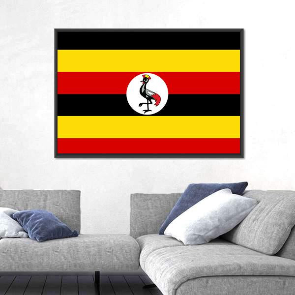 Uganda Flag Canvas Wall Art-1 Piece-Floating Frame-24" x 16"-Tiaracle
