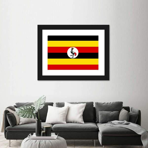 Uganda Flag Canvas Wall Art-1 Piece-Framed Print-20" x 16"-Tiaracle