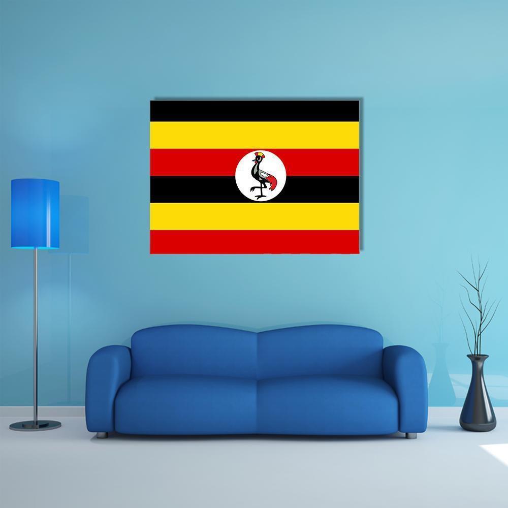 Uganda Flag Canvas Wall Art-1 Piece-Gallery Wrap-48" x 32"-Tiaracle