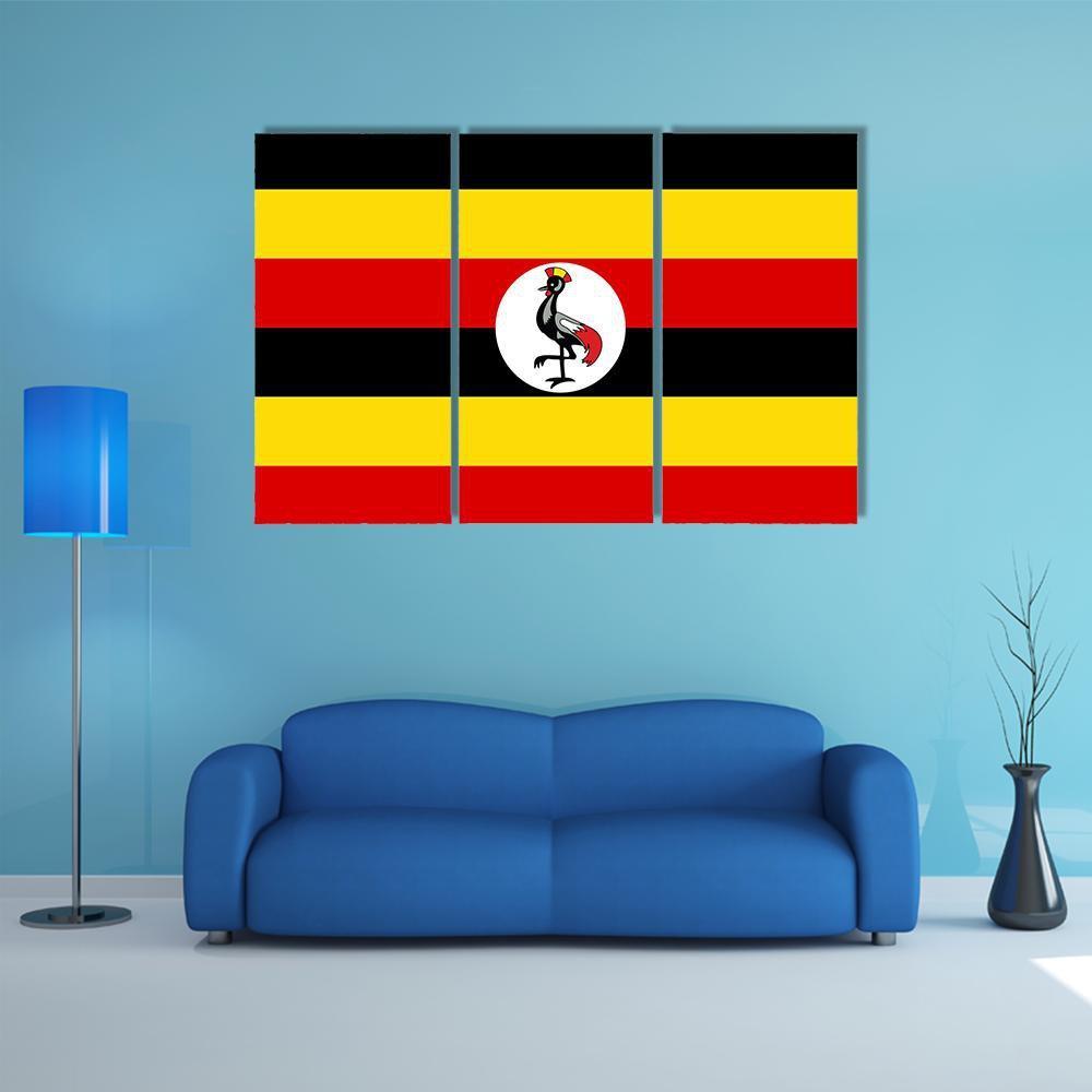 Uganda Flag Canvas Wall Art-3 Horizontal-Gallery Wrap-37" x 24"-Tiaracle