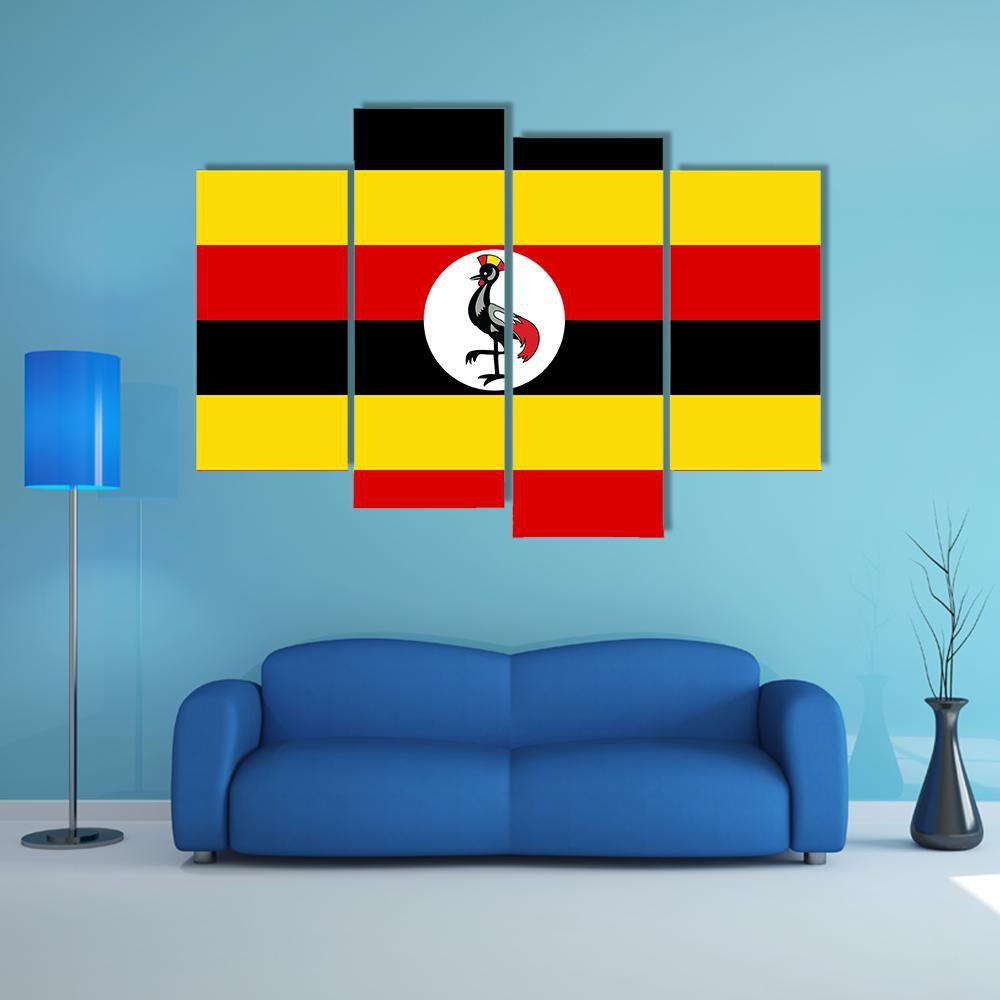 Uganda Flag Canvas Wall Art-4 Pop-Gallery Wrap-50" x 32"-Tiaracle