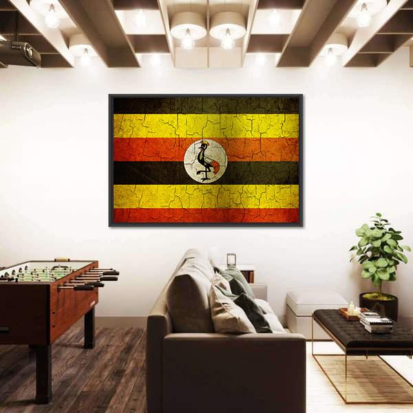Uganda Flag Panoramic Canvas Wall Art-1 Piece-36" x 12"-Tiaracle