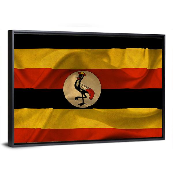Uganda Waving Flag Canvas Wall Art-3 Horizontal-Gallery Wrap-25" x 16"-Tiaracle
