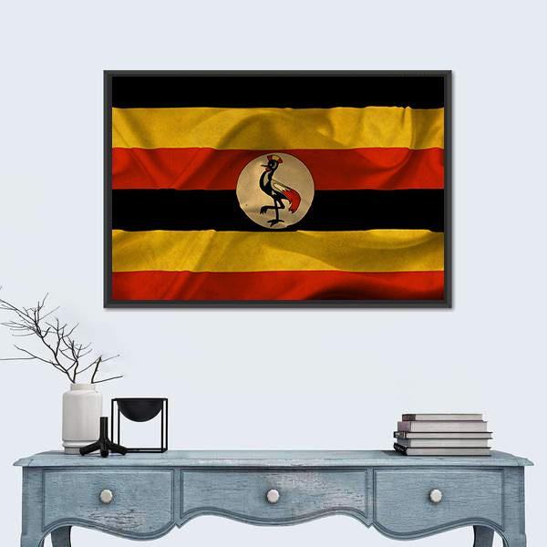 Uganda Waving Flag Canvas Wall Art-5 Horizontal-Gallery Wrap-22" x 12"-Tiaracle
