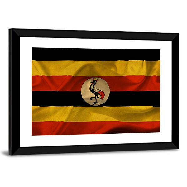 Uganda Waving Flag Canvas Wall Art-5 Horizontal-Gallery Wrap-22" x 12"-Tiaracle