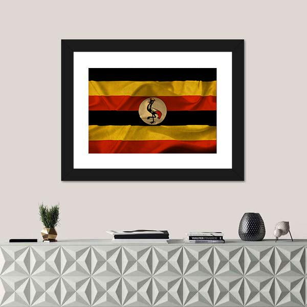 Uganda Waving Flag Canvas Wall Art-3 Horizontal-Gallery Wrap-25" x 16"-Tiaracle