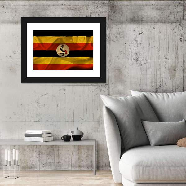 Uganda Waving Flag Canvas Wall Art-5 Horizontal-Gallery Wrap-22" x 12"-Tiaracle