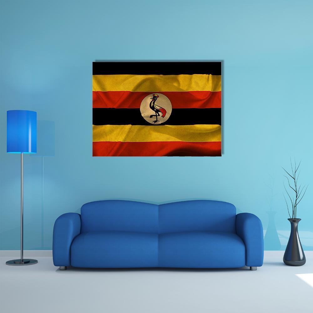 Uganda Waving Flag Canvas Wall Art-1 Piece-Gallery Wrap-36" x 24"-Tiaracle