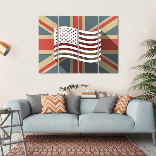 UK Flag With The US Canvas Wall Art-4 Horizontal-Gallery Wrap-34" x 24"-Tiaracle