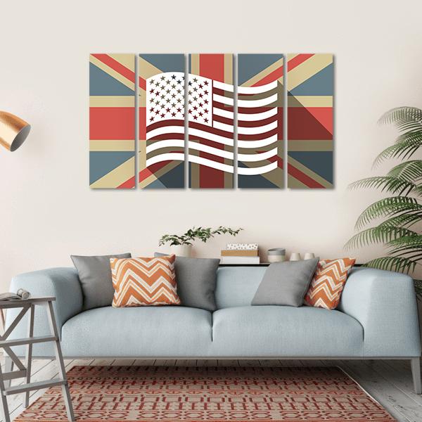 UK Flag With The US Canvas Wall Art-5 Horizontal-Gallery Wrap-22" x 12"-Tiaracle