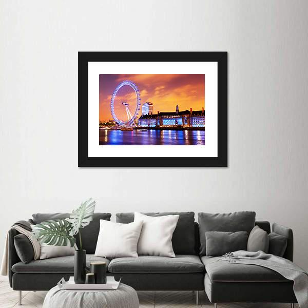 UK Skyline In The Evening Canvas Wall Art-1 Piece-Framed Print-20" x 16"-Tiaracle