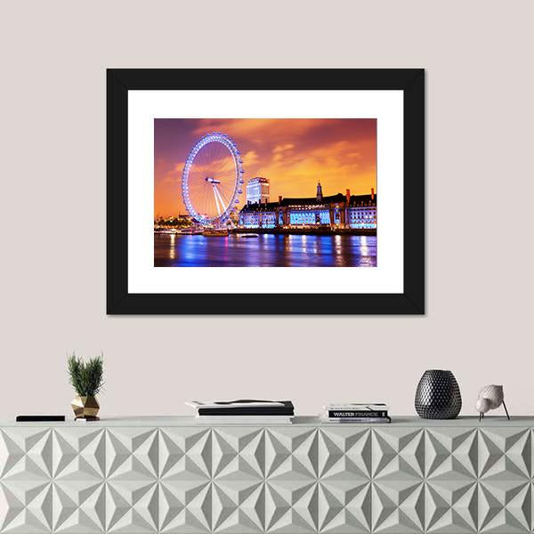 UK Skyline In The Evening Canvas Wall Art-5 Horizontal-Gallery Wrap-22" x 12"-Tiaracle