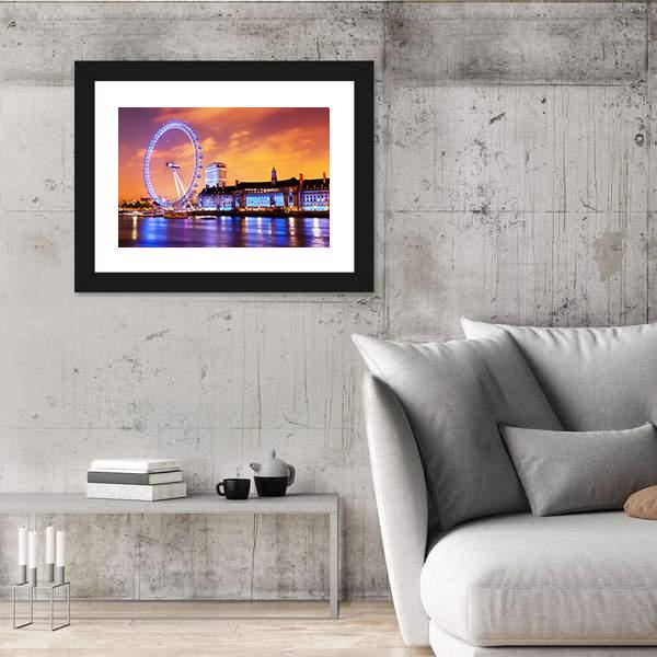 UK Skyline In The Evening Canvas Wall Art-3 Horizontal-Gallery Wrap-25" x 16"-Tiaracle